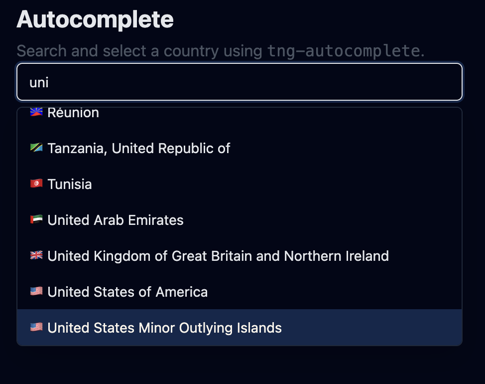 TailNG Autocomplete - overlay-based, async-friendly, and template-driven